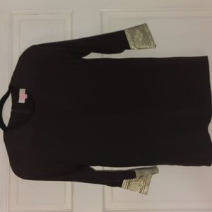 AKA New York soft  silky rayon and cotton top with silver and gold sleeve trim